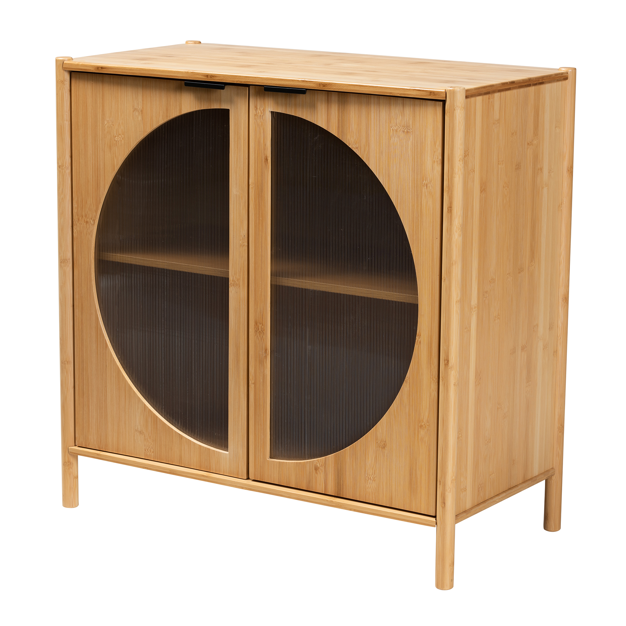 Baxton Studio Naresh Mid-Century Modern Transitional Natural Brown Bamboo Wood 2-Door Storage Cabinet